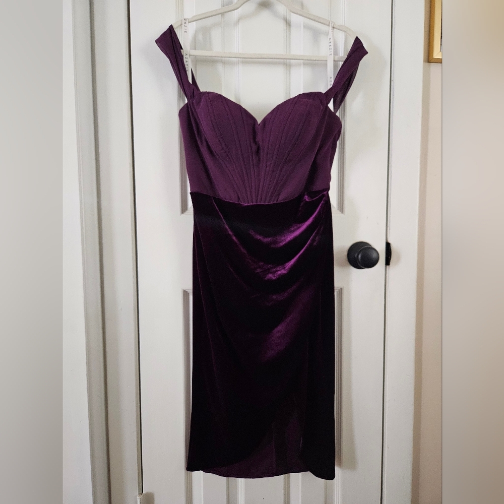 Azazie Strapless Deep Purple Dress